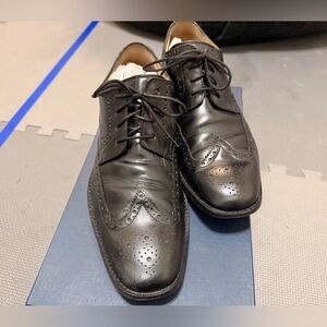 Cole Haan Black Leather Wingtip Derby Shoes